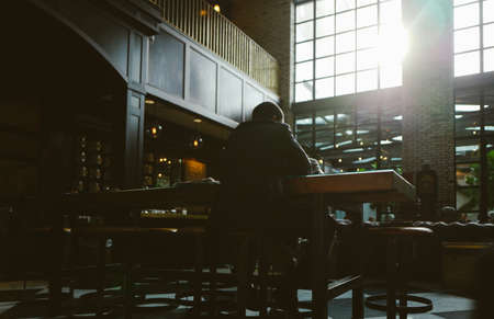 tables, chairs, restaurants, people, man, sunlight, store, shop