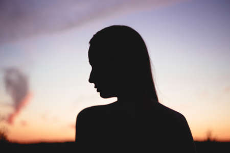 sunset, sky, people, woman, girl, silhouette