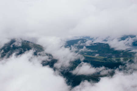 mountain, highland, nature, landscape, trees, clouds, fogs, cold