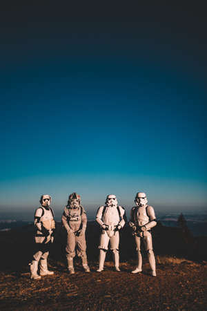 people, men, alone, costume,robot, modern, technology, science, sunny, day, travel, grass, highland,...
