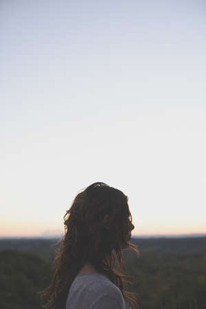 people, girl, alone, silhouette, horizon, sky, dark