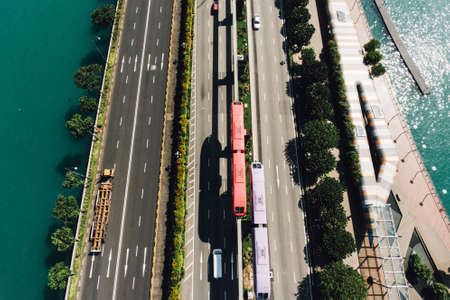 sea, water, bay, tree, plant, nature, road, freeway, highway, railway, train, car, vehicle,...