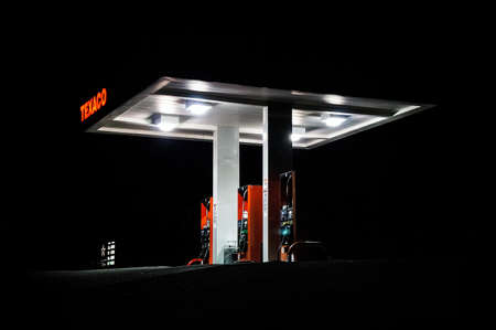 dark, night, gas, station, texaco, company