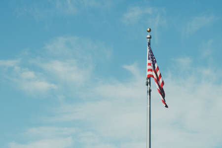 usa, flag, pole, blue, sky, cloud