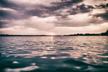sea, ocean, water, wave, nature, horizon, sky, clouds, blur
