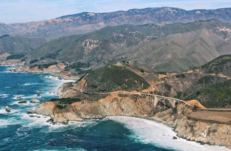 sea, ocean, water, waves, nature, coast, rock, mountain, highland, landscape, view, bridge, road,...
