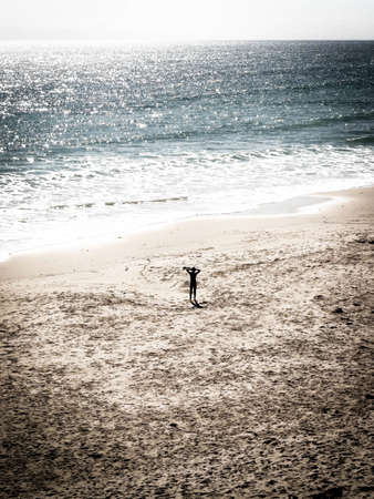 sea, ocean, water, nature, beach, shore, coast, people, alone, sand, sunny, day