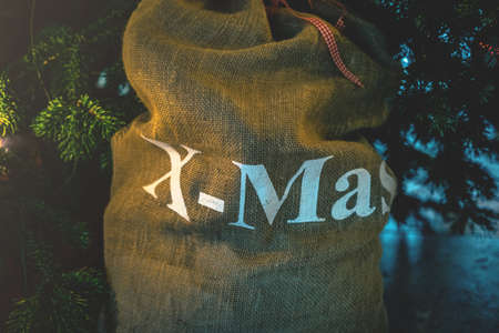 christmas, tree, bag, package, gift
