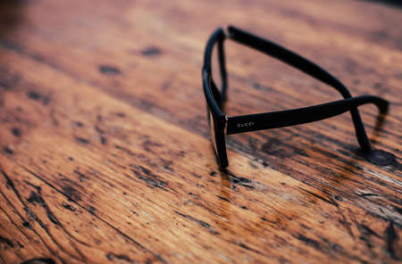 wooden, table, eyewear, black, sunglasses, fashion
