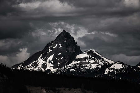 mountain, clouds, sky, aerial, travel, nature, adventure, trip, snow, white, winter
