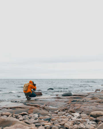 sea, ocean, water, wave, nature, coast, rocks, beach, shore, horizon, clouds, sky, people, man,...