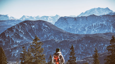 mountain, highland, trees, plant, nature, summit, peak, ridge, sky, hiking, people, adventure,...