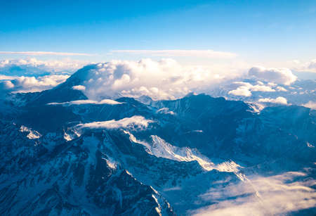blue, sky, clouds, mountain, summit, peak, ridge, valley, hill, landscape, nature