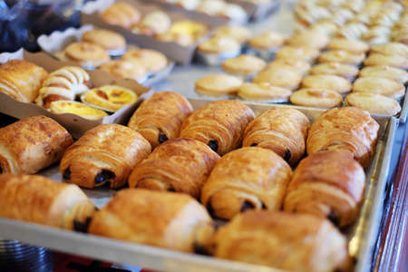 bread, display, food, bakeshop, fillings, sweets, muffin, pan