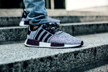 shoe, footwear, leg, jeans, sneakers, stairs