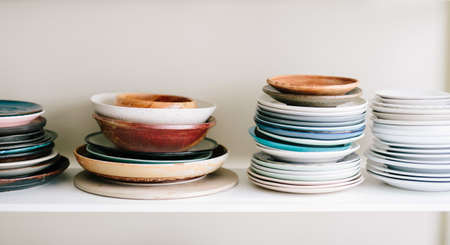 plates, utensils, cabinet, bowls, colorful, design, decoration, kitchen