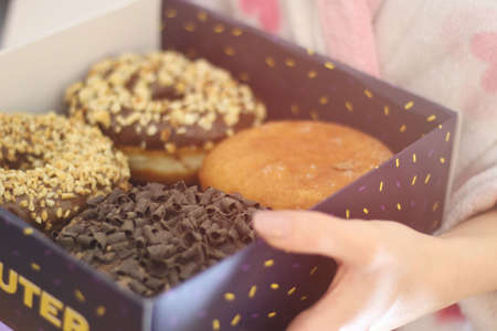 doughnut, sweet, dessert, peanut, bake, baking, food trip, gift, people, woman, hands