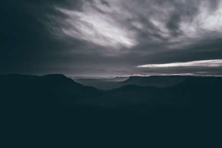 dark, night, clouds, sky, mountain, landscape, nature