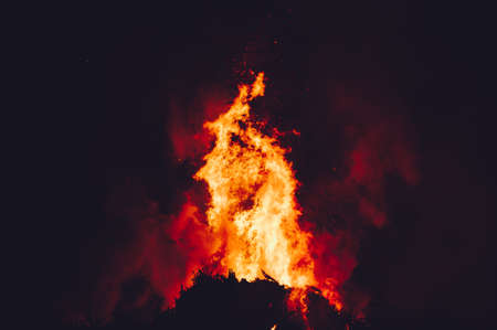 fire, flame, bonfire, campfire, dark, night, heat