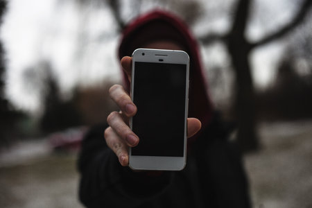phone, cellphone, people, woman, woods, forest, iphone, apple, white, contact