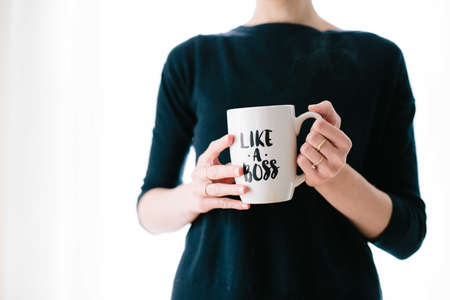 cup, mug, people, woman, statement, boss, ring, hands, accessory