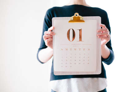 date, january, new year, people, woman, calendar