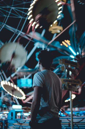 people, man, ride, ferris wheel, amusement park, celebration, happy