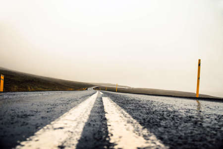 road, highway, rain, wet, travel, adventure, grass