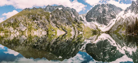 nature, landscape, mountain, clouds, sky, reflection, water, ocean, sea, river, lake, snow, trees,...