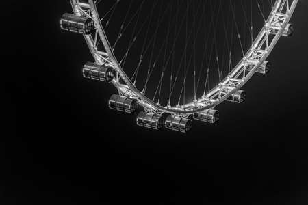 ferris wheel, amusement park, architecture, infrastructure, structure, night, dark, lights, black...