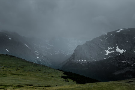 nature, landscape, mountain, green, grass, fog, travel, adventure, trek, hike