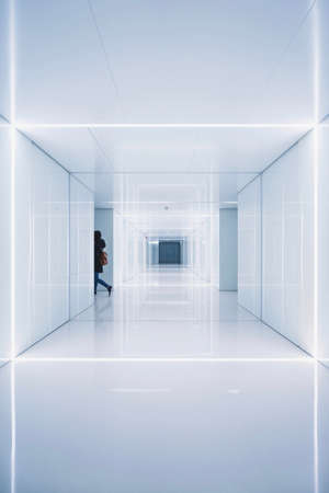 architecture, building, structure, establishment, symmetry, white, people, hallway