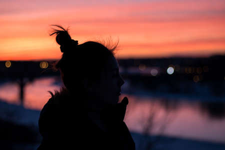 people, woman, shadow, silhouette, bun, sunset, dark, alone