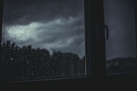 rain, water, window, dark, night, room, house, sleep