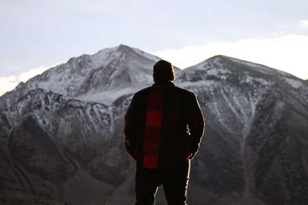 people, man, alone, travel, adventure, mountain, climb, hike, trek, clouds, sky