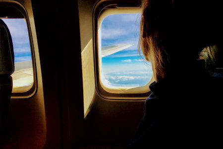 people, woman, airplane, travel, adventure, vacation, trip, aerial, wing, clouds, sky