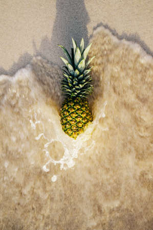 pineapple, dessert, appetizer, fruit, juice, crop, beach, ocean, sea, sand, waves