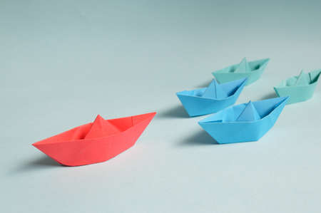 boat, paper, toy, orange, white, play, miniature, blue