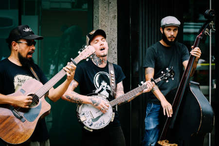 people, man, band, sing, guitar, music, perform, banjo, double bass, acoustic