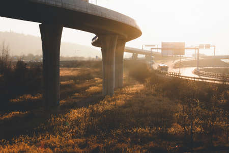 travel, adventure, highway, road, car, vehicle, transportation, infrastructure, bridge, grass,...