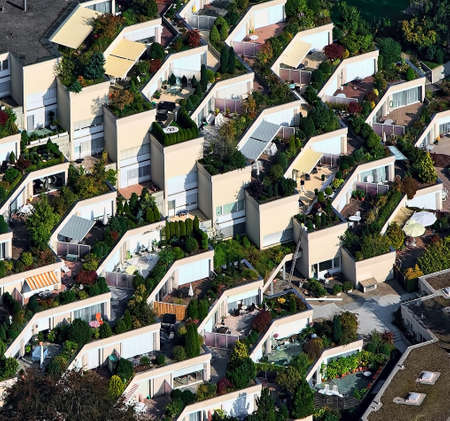 aerial, view, houses, green, plant, nature, outdoor, village, architecture, structure