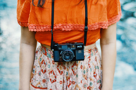 people, woman, lady, dress, camera, lens, photo, video, record, photographer, old, dirt, yashika