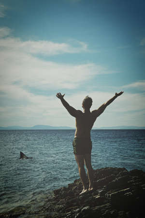 people, happy, man, water, ocean, sea, beach, blue, clouds, sky, travel, adventure, vacation