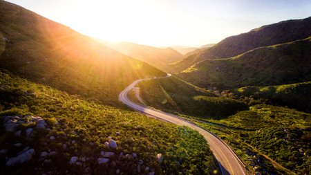 green, grass, rocks, mountain, highland, landscape, sunrise, sunshine, sunlight, road, street,...