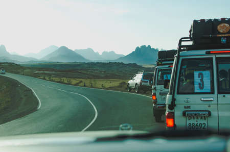 street, mountain, highland, car, travel, road, trip, sky