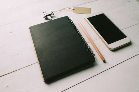 black, notebook, pencil, mobile, phone, technology, touchscreen, table, business