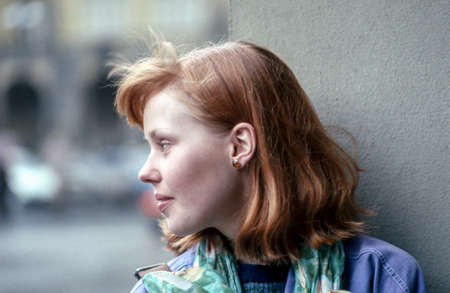 people, woman, alone, thinking, wall