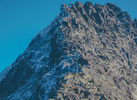 mountain, highland, blue, sky, summit, ridge, landscape, nature, valley, hill, view, travel, rocks