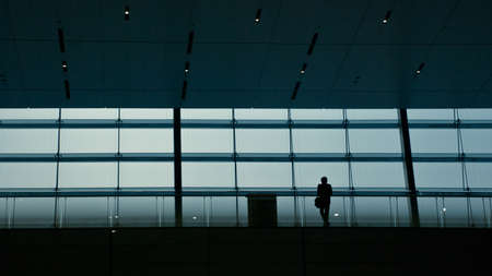 architecture, building, infrastructure, establishment, people, alone, standing, waiting, silhouette