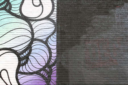 wall, bricks, paint, pattern, black, art, abstract, lines, curves, graffiti